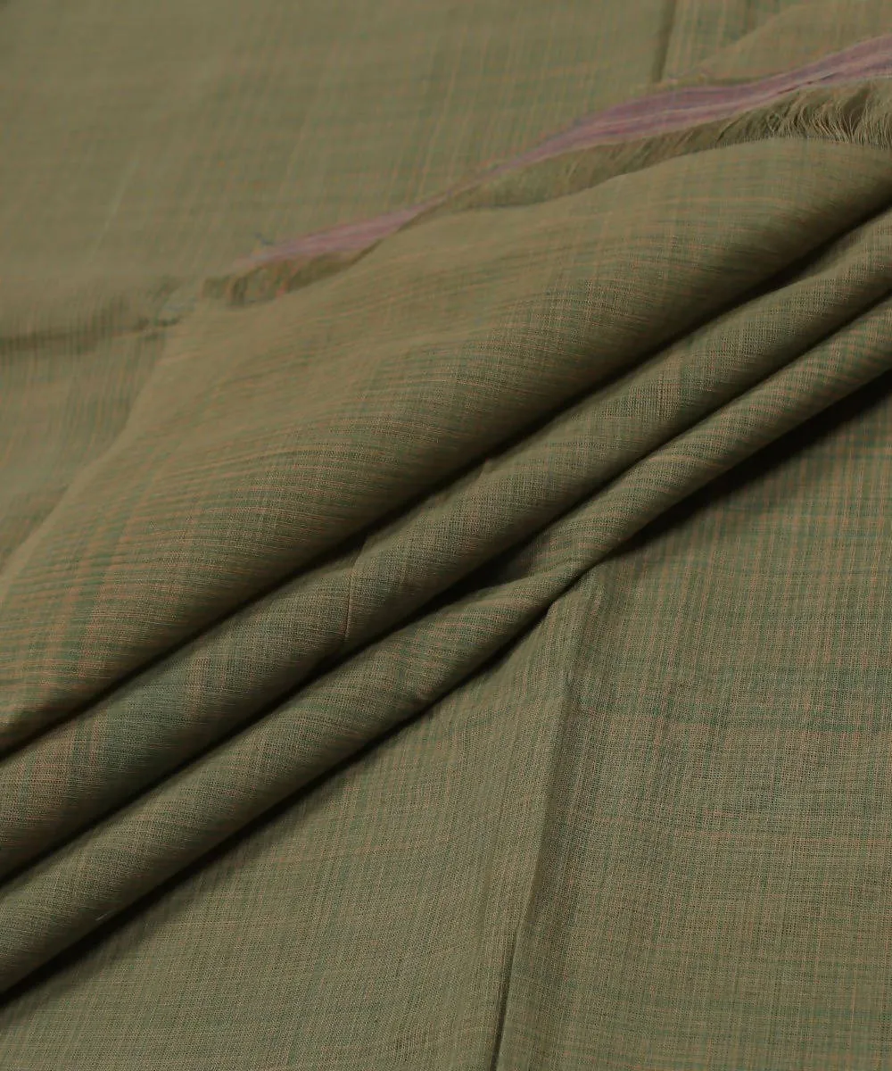 0.4m Green and beige checks handloom cotton fabric