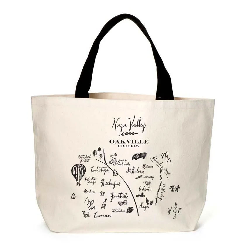 20 Oz. Heavyweight Canvas Tote Printed with a Customizable CALLIGRAPHY MAP Design