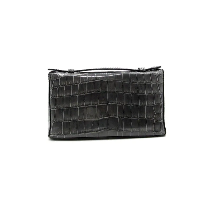 30-662-GRY THE SOPHIE Gracen Nile Crocodile Handbag, Gray