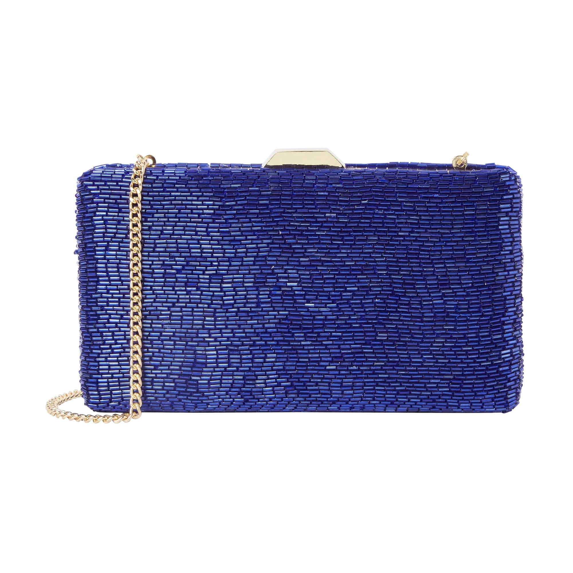 Accessorize London Women's Blue
 Beaded Hardcase Clutch Bag