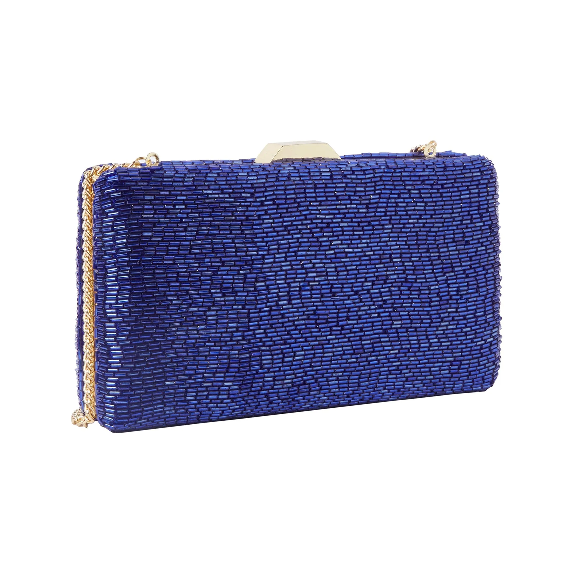 Accessorize London Women's Blue
 Beaded Hardcase Clutch Bag