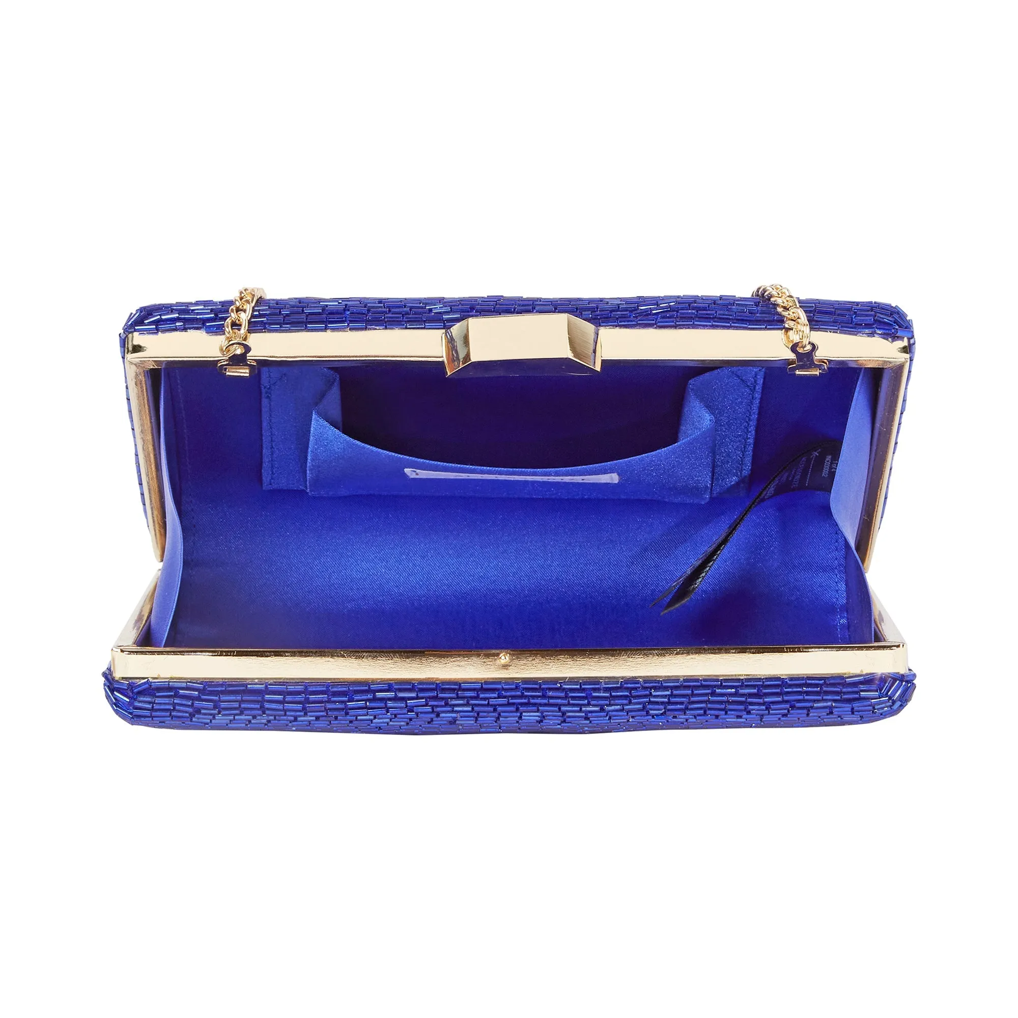 Accessorize London Women's Blue
 Beaded Hardcase Clutch Bag