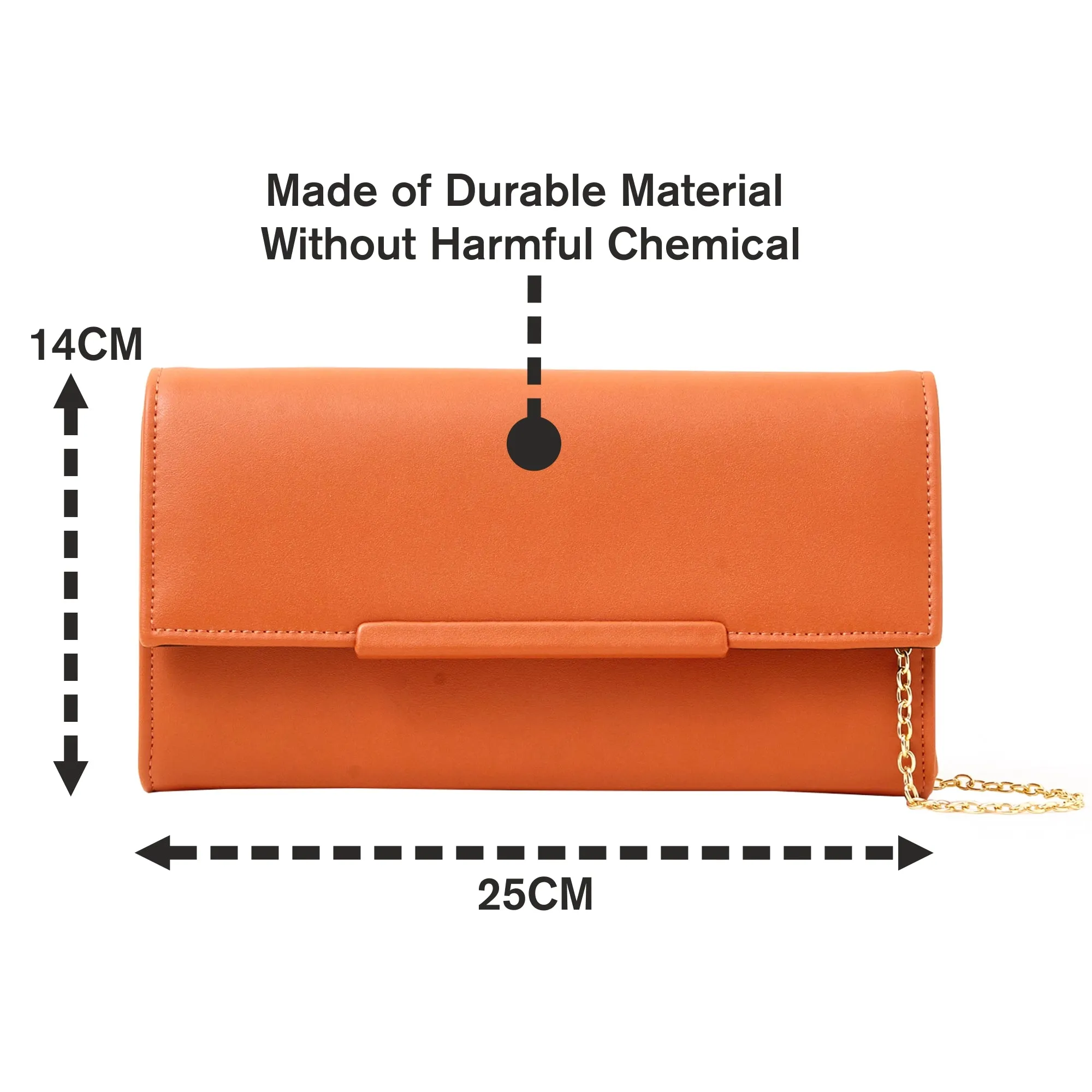 Accessorize London Women's Orange Clean Bar Clutch Bag