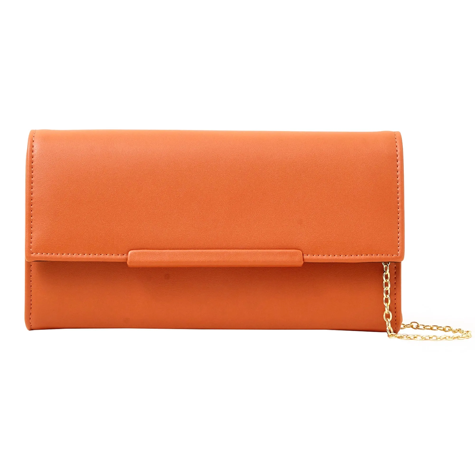 Accessorize London Women's Orange Clean Bar Clutch Bag