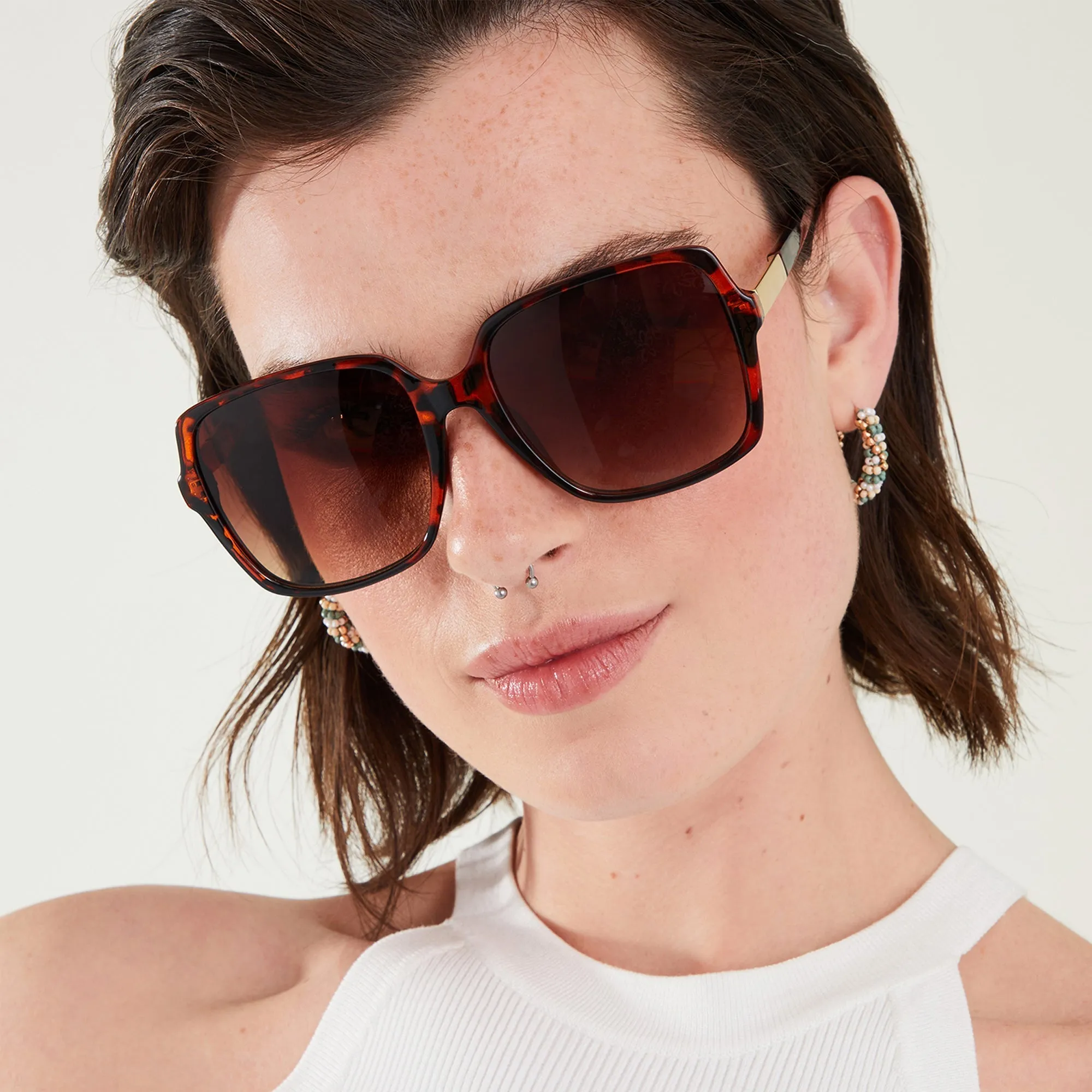 Accessorize London Women's Tortoise Shell Square Sunglasses