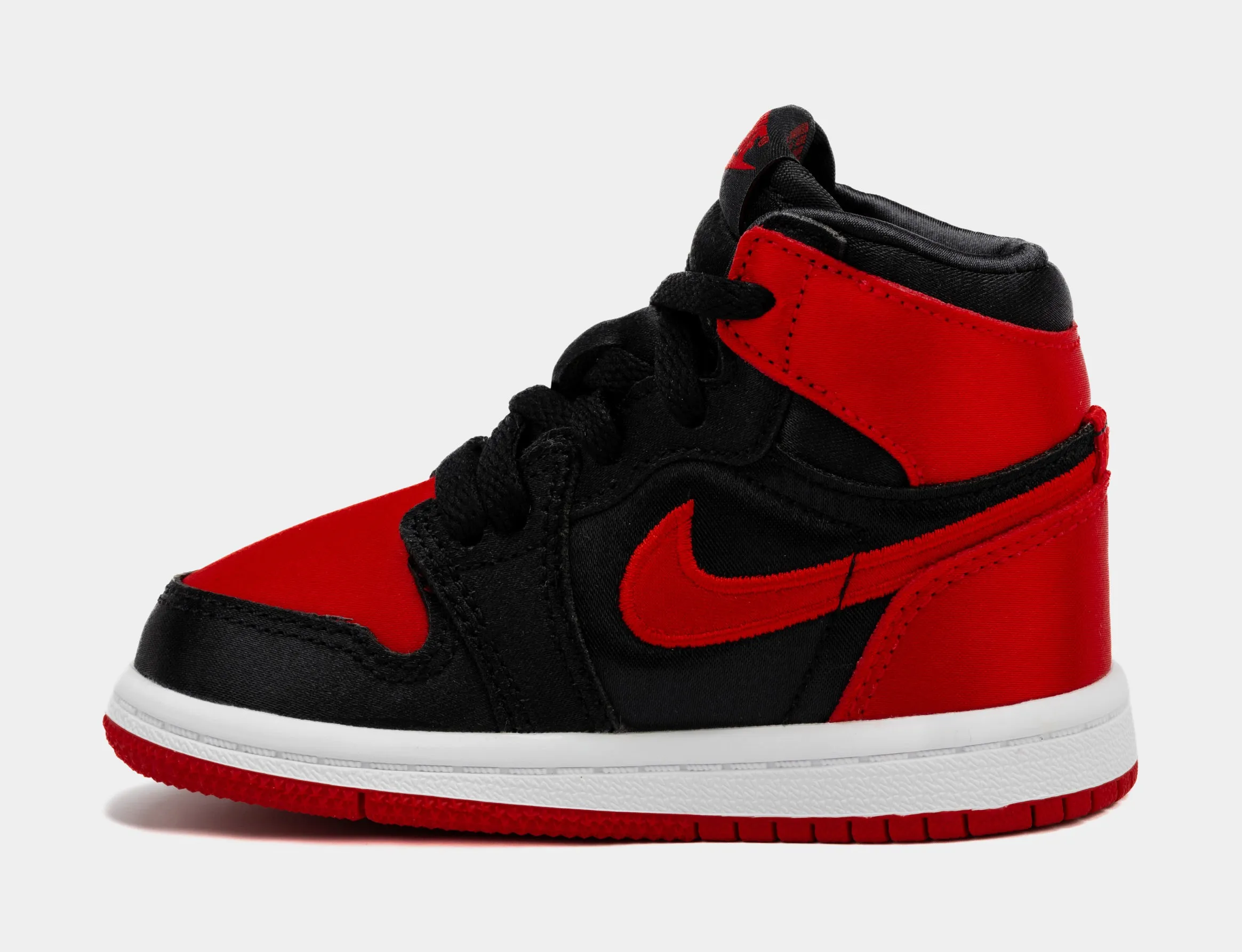 Air Jordan 1 Retro Hi OG Satin Bred Infant Toddler Lifestyle Shoes (Black/Red) Free Shipping