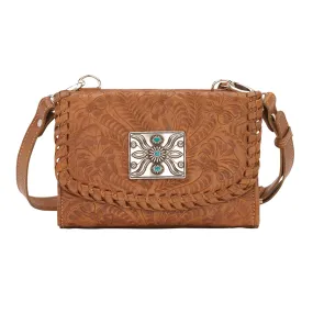 American West Texas Two Step Natural Tan Leather Small Crossbody