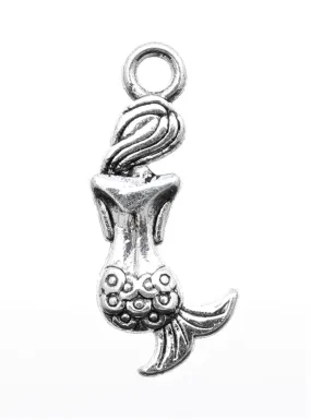 AVBeads Beach Mermaid Charms Silver 20mm x 9mm Metal Charms 10pcs