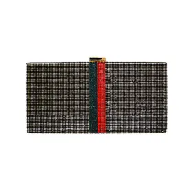 Bling Color Block Rectangle Evening Clutch Crossbody Bag