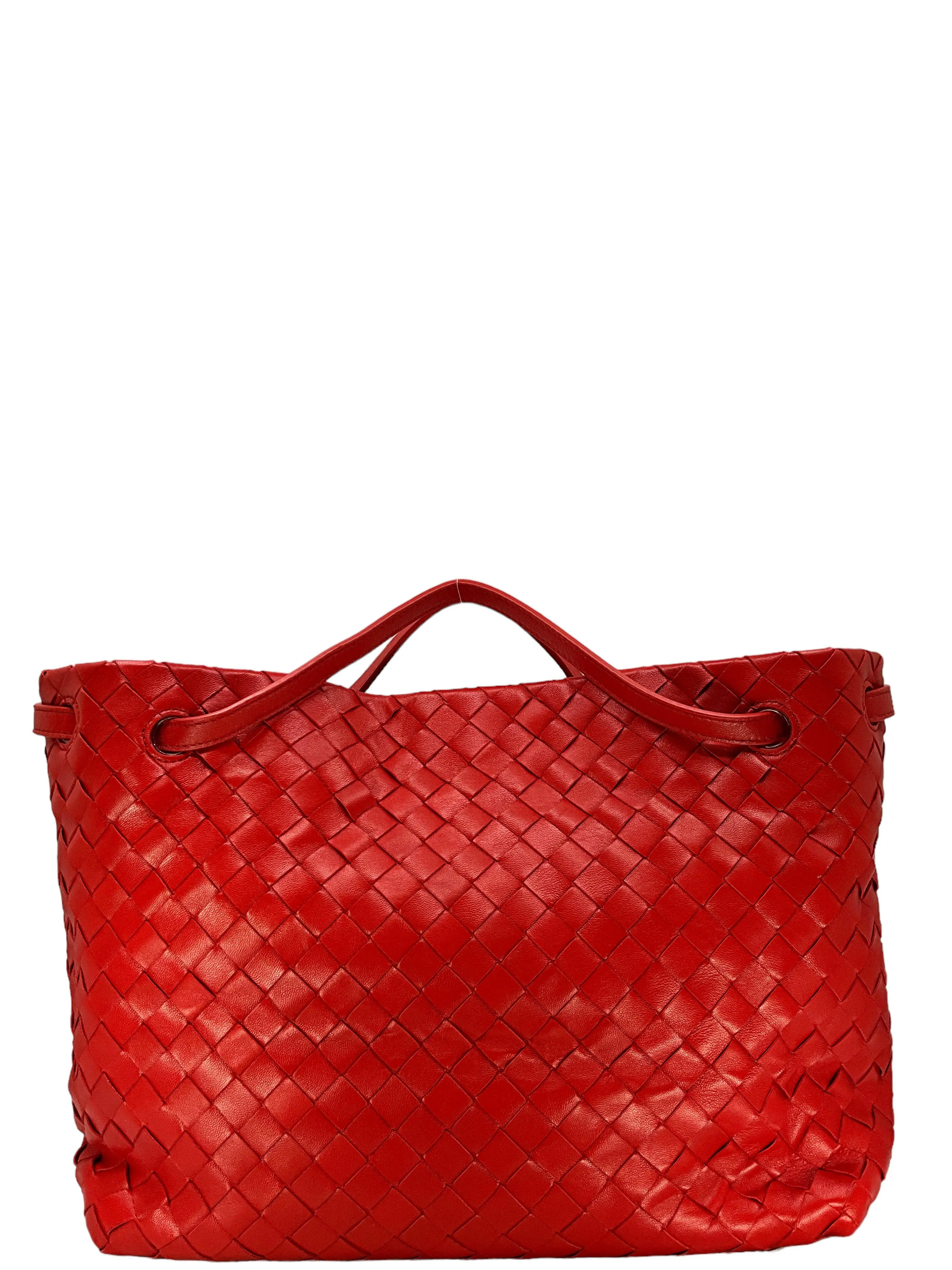 Bottega Veneta Red Intrecciato Nappa Leahter Garda Bag