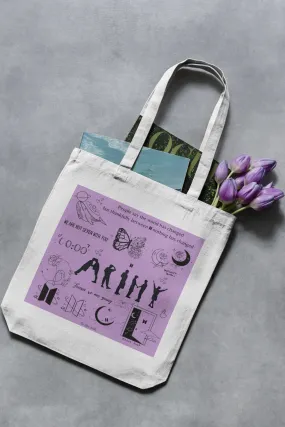 BTS DOODLE ART White Tote Bag with Zipper