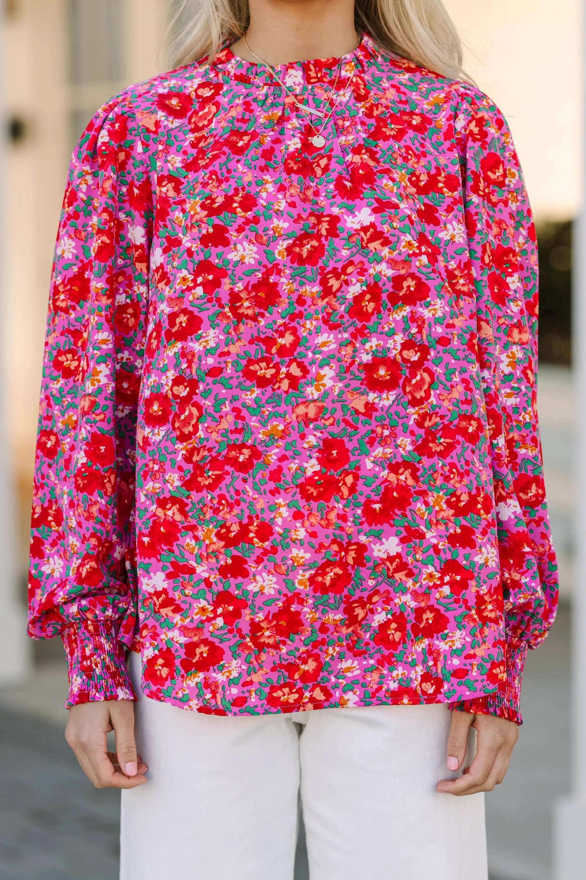 Can't Change Pink Floral Blouse