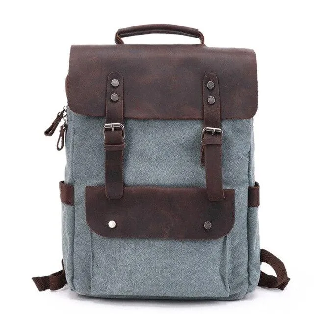 Canvas Leather School 20 to 35 Liter Backpack