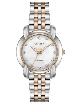 Citizen Ladies Eco-Drive Jolie Watch - Rose-Gold & Stainless - Diamond Markers