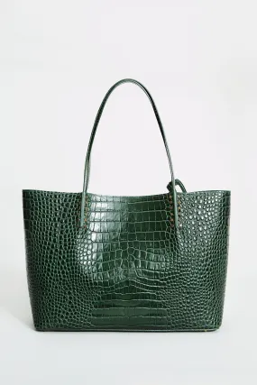 Crocodile Embossed Leather Tote