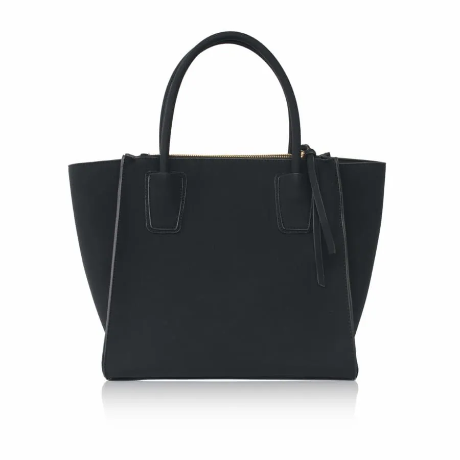 Demi Vegan Leather Winged Tote Bag | Black