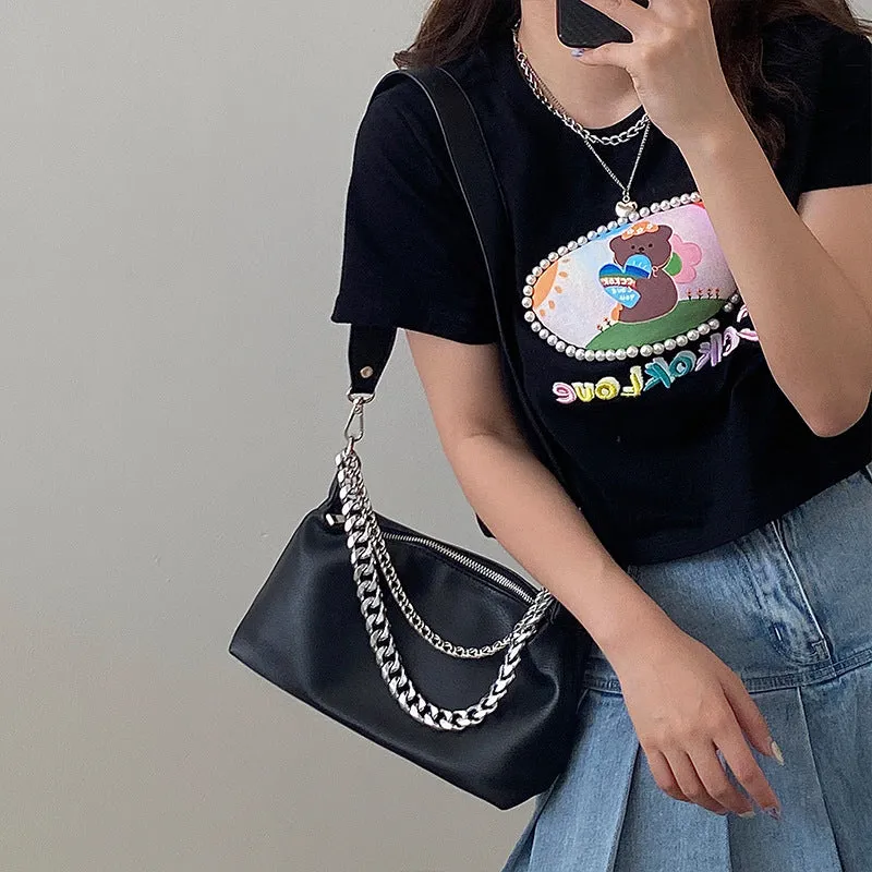 Double Chain Black Purse