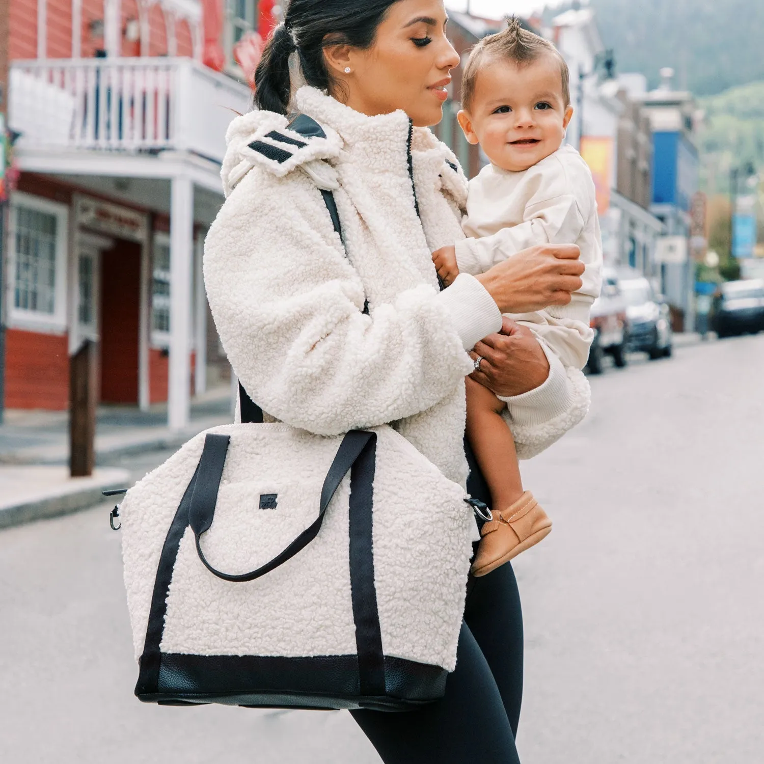 Ebony Sherpa Teddy Tote Backpack