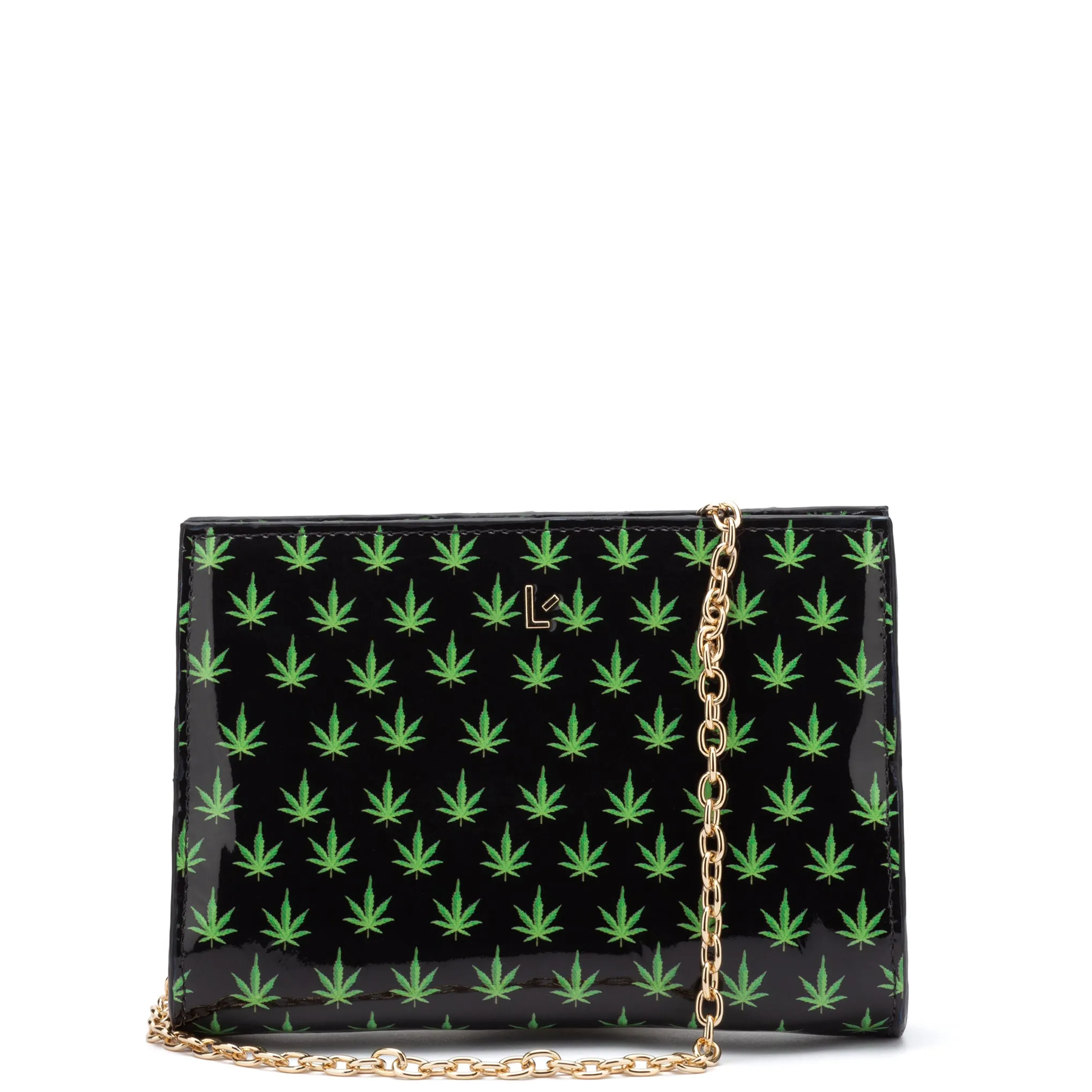 Erin Clutch In Black Leaf Patent Leather