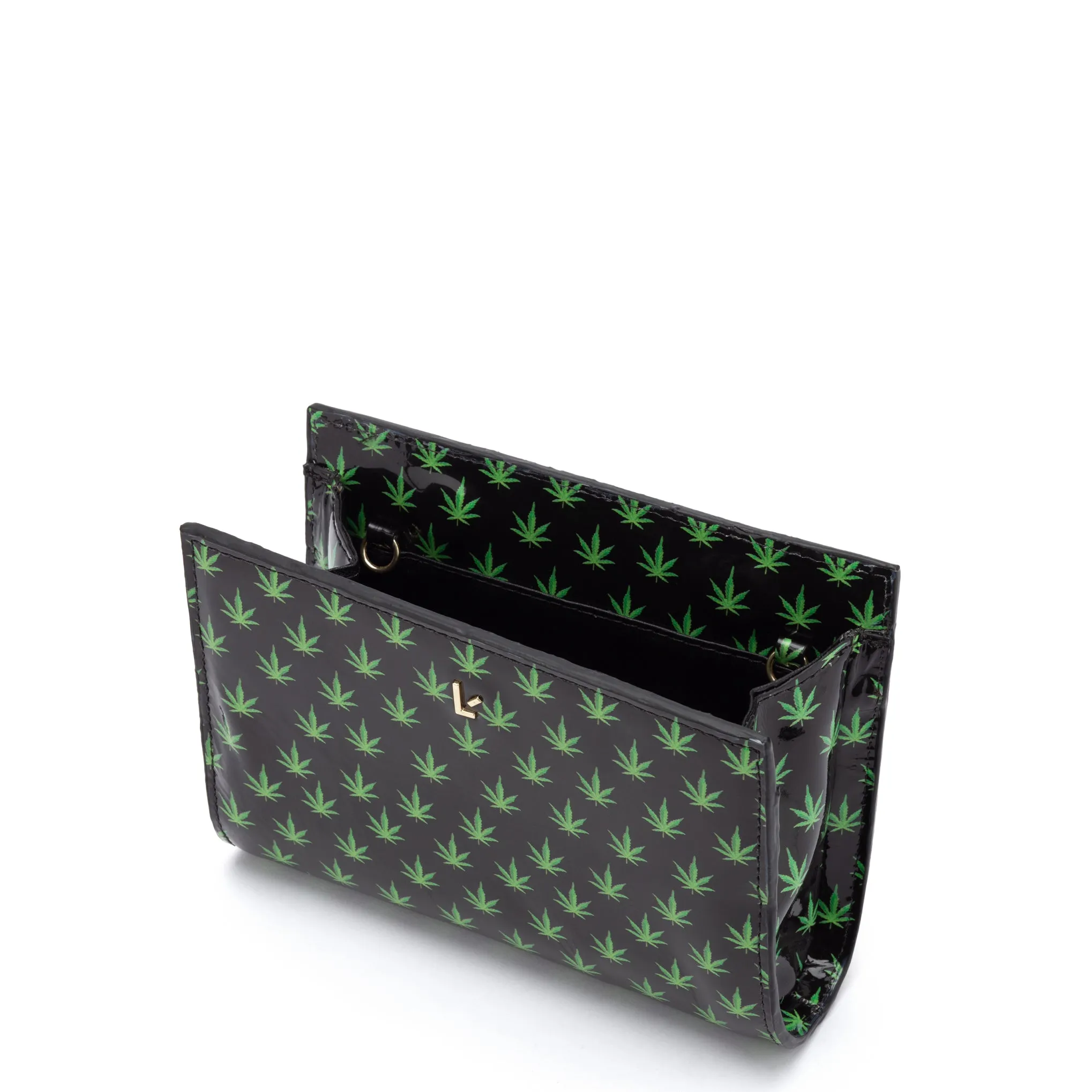 Erin Clutch In Black Leaf Patent Leather