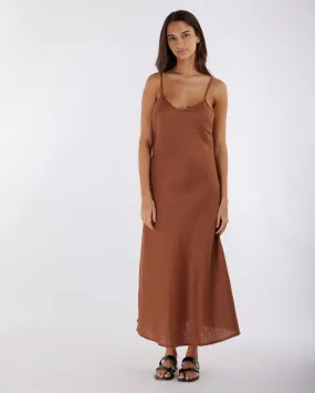 Evangeline Linen Dress - Cinnamon