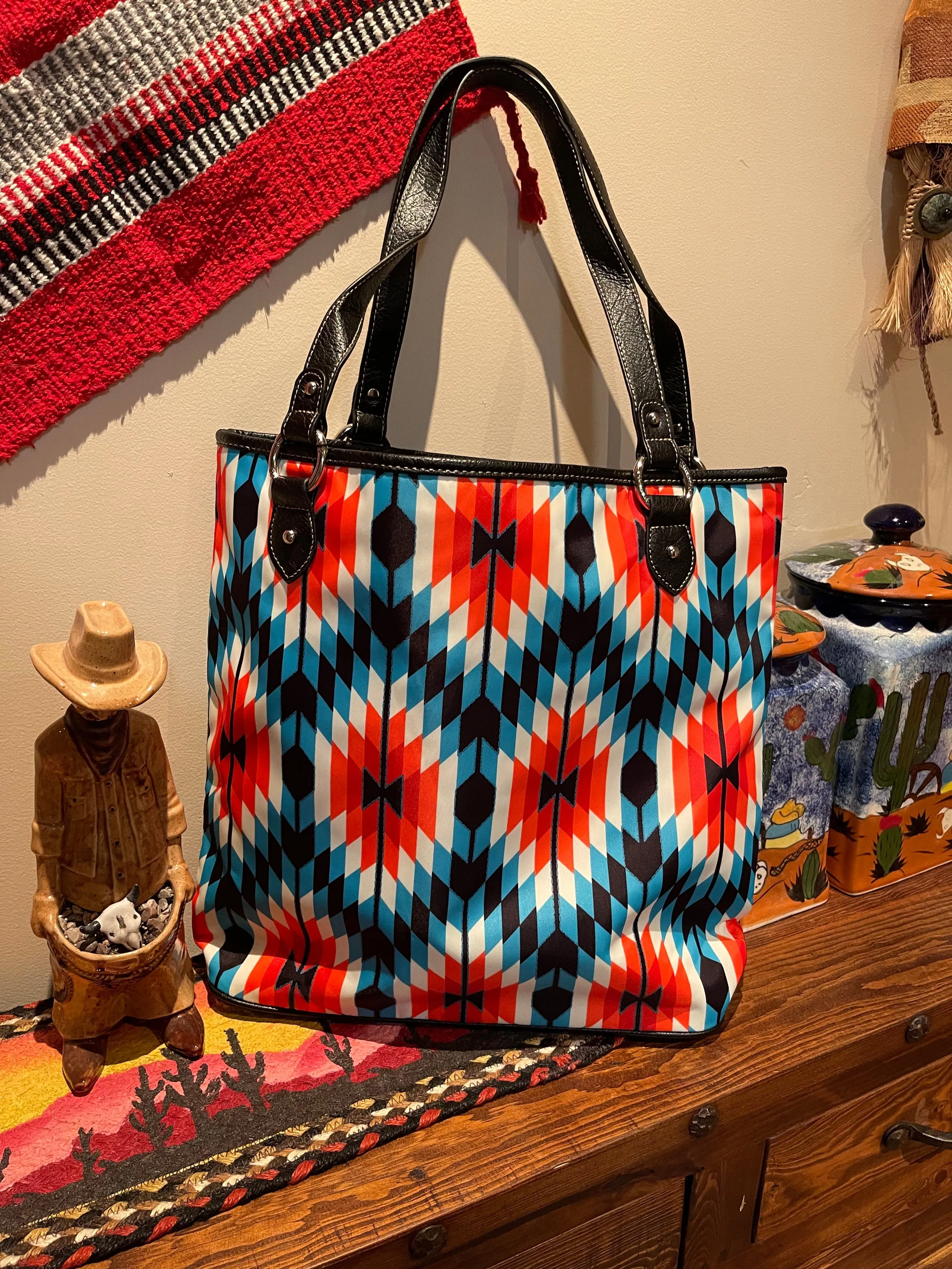 Faux Leather Western TOTE BAG