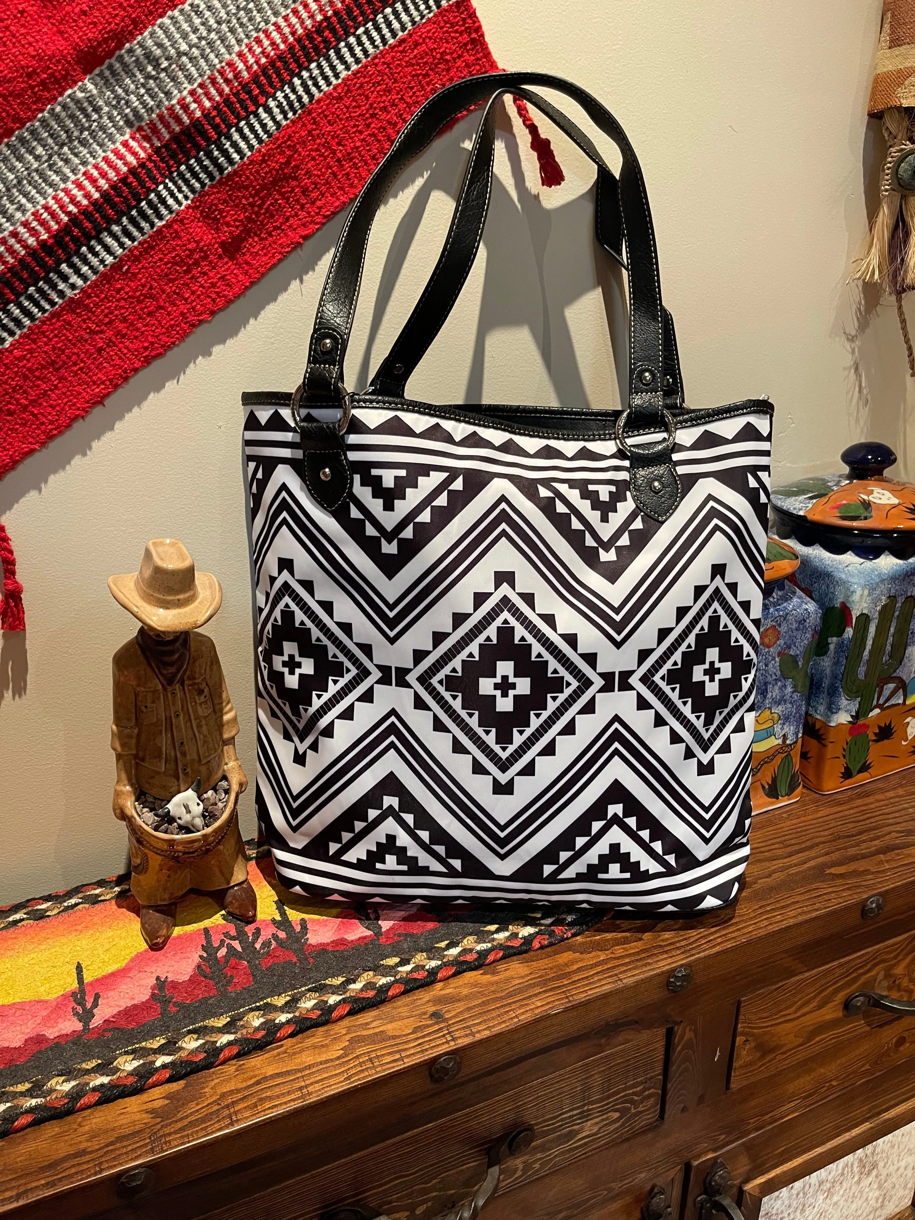 Faux Leather Western TOTE BAG