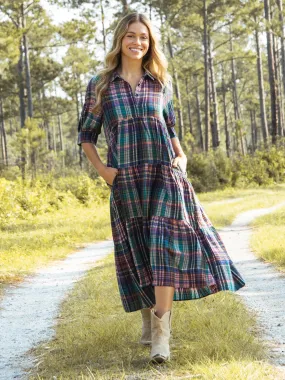 Flannel Rebecca Midi Dress - Rainbow Plaid