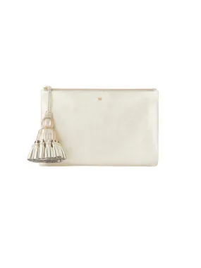 Georgiana Clutch in Light Gold Metallic Nappa