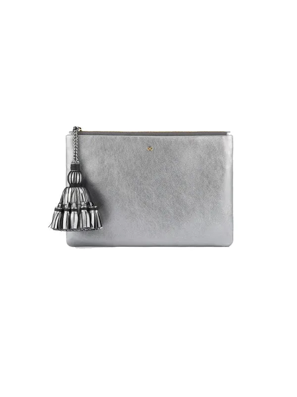 Georgiana Clutch in Steel Metallic Nappa