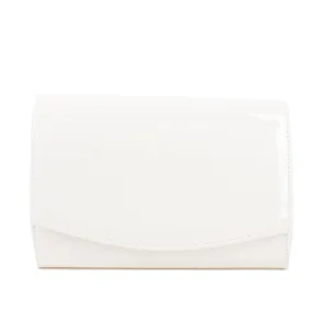 Glossy patent leather evening clutch - white