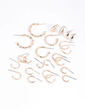 Gold Twisted Hoop Earring 12-Pack