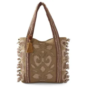 Green & Burlap Cutout Tote