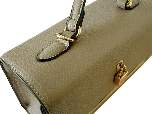 GREY HARDBACK BOX SHOULDER BAG WITH PADLOCK DESIGN AND LONG STRAP