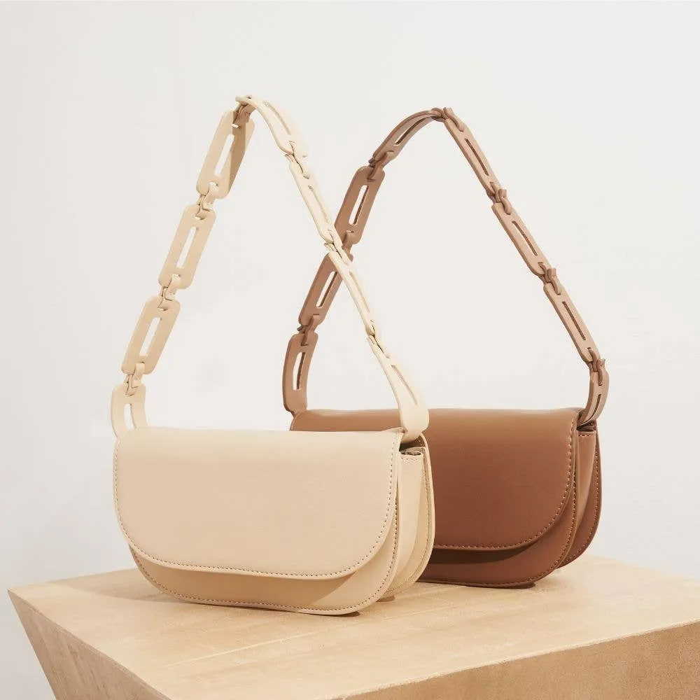 Inez Taupe Recycled Vegan Shoulder Bag