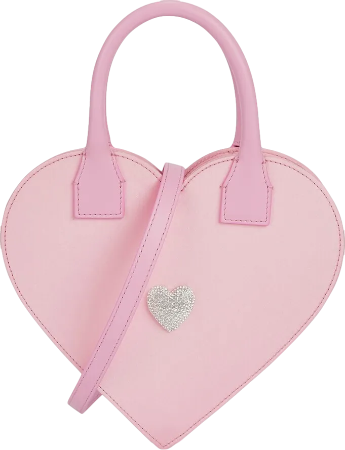 Mach & Mach Pink Satin Crystal-embellished Heart Tote Bag