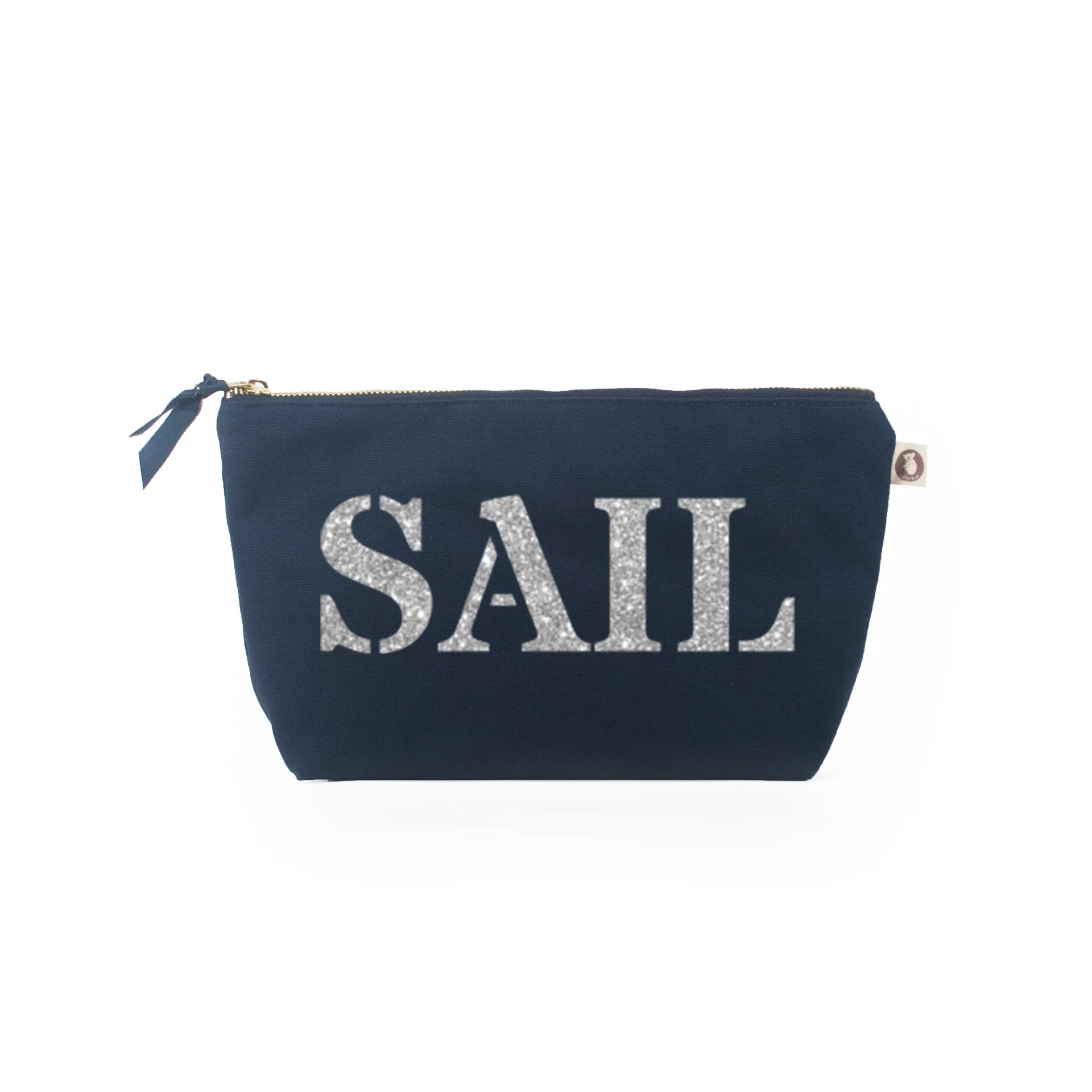 Makeup Bag: Navy with Silver SAIL