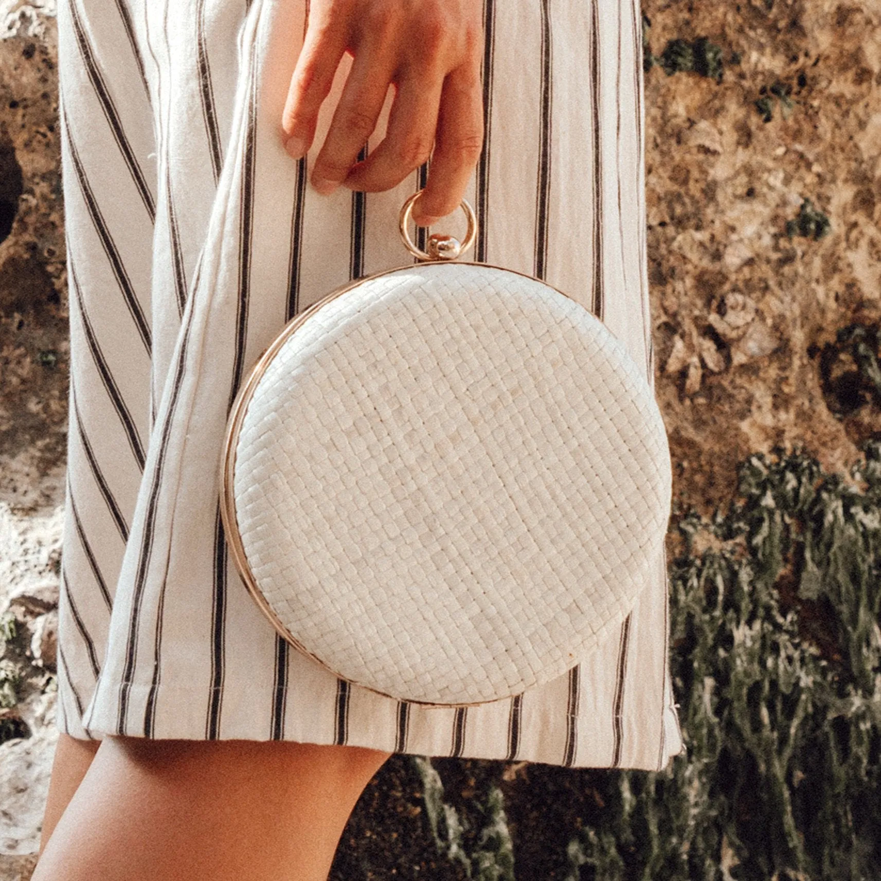 Matta Blanc Handwoven Straw Clutch