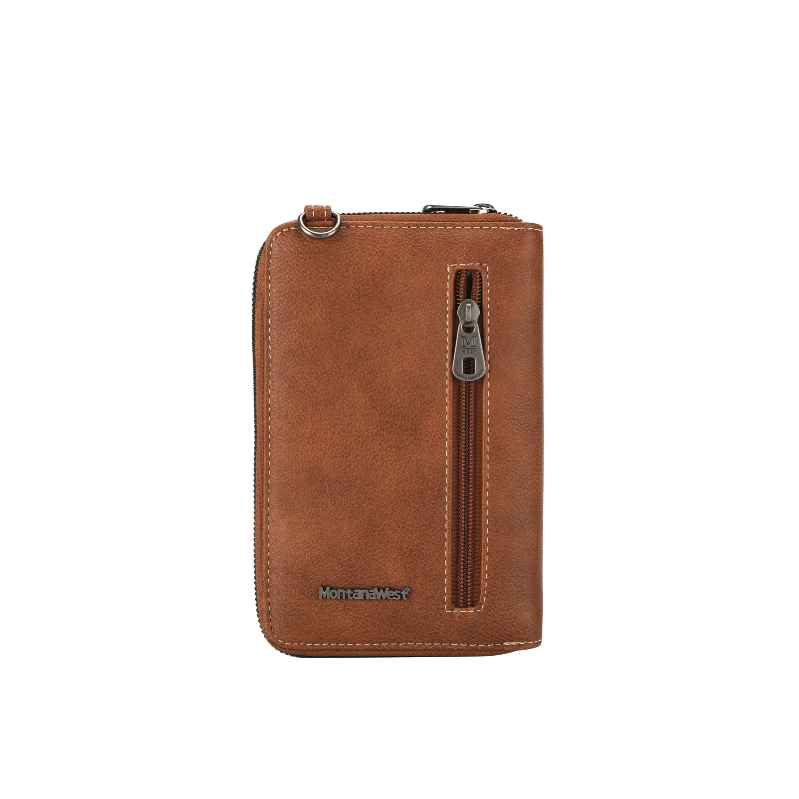 MW630BR Montana West Western Genuine Hair-On Cowhide Phone Case Crossbody Wallet Brown