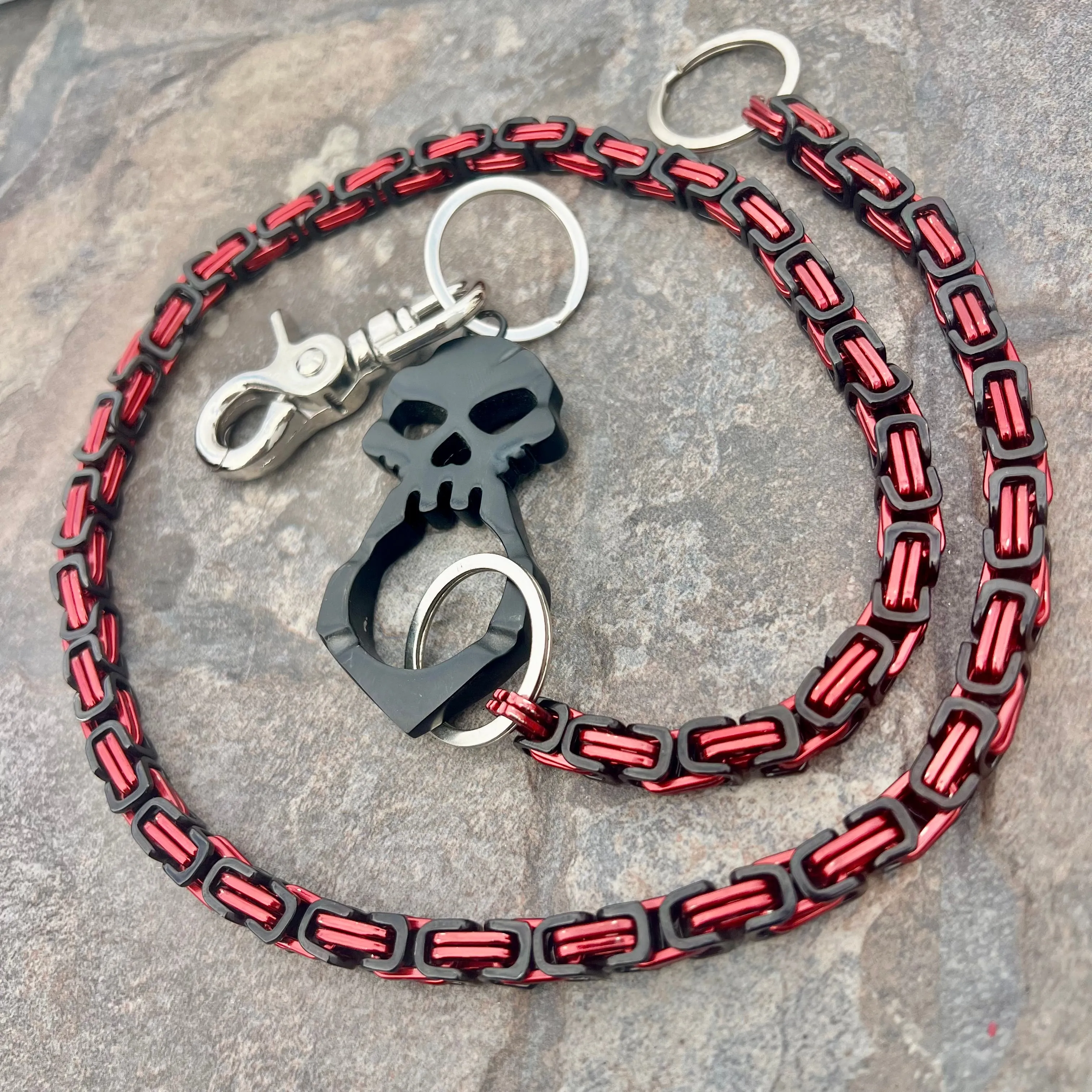 One Finger Ring Black Wallet Chain - Black & Red Daytona Deluxe - WC046D