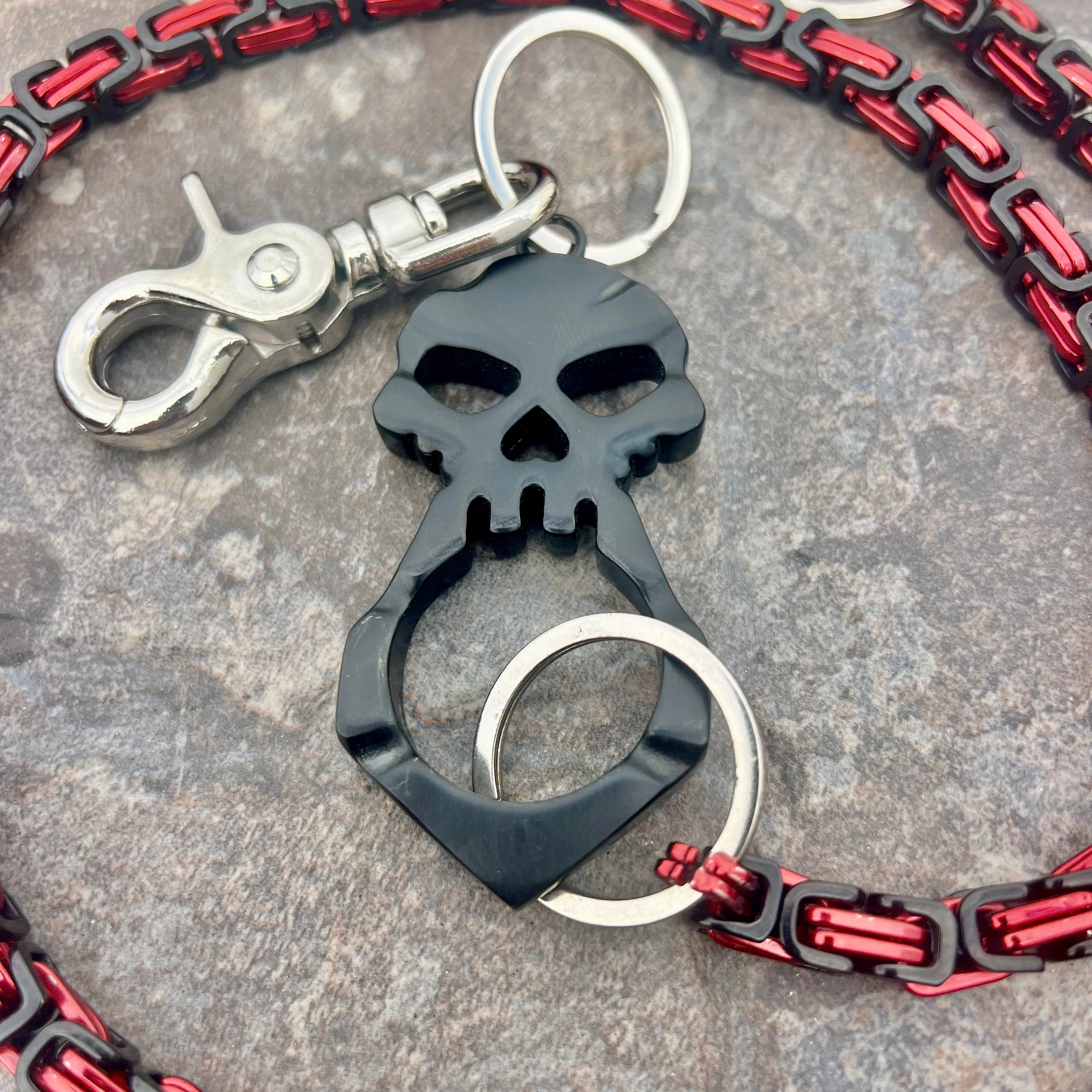 One Finger Ring Black Wallet Chain - Black & Red Daytona Deluxe - WC046D