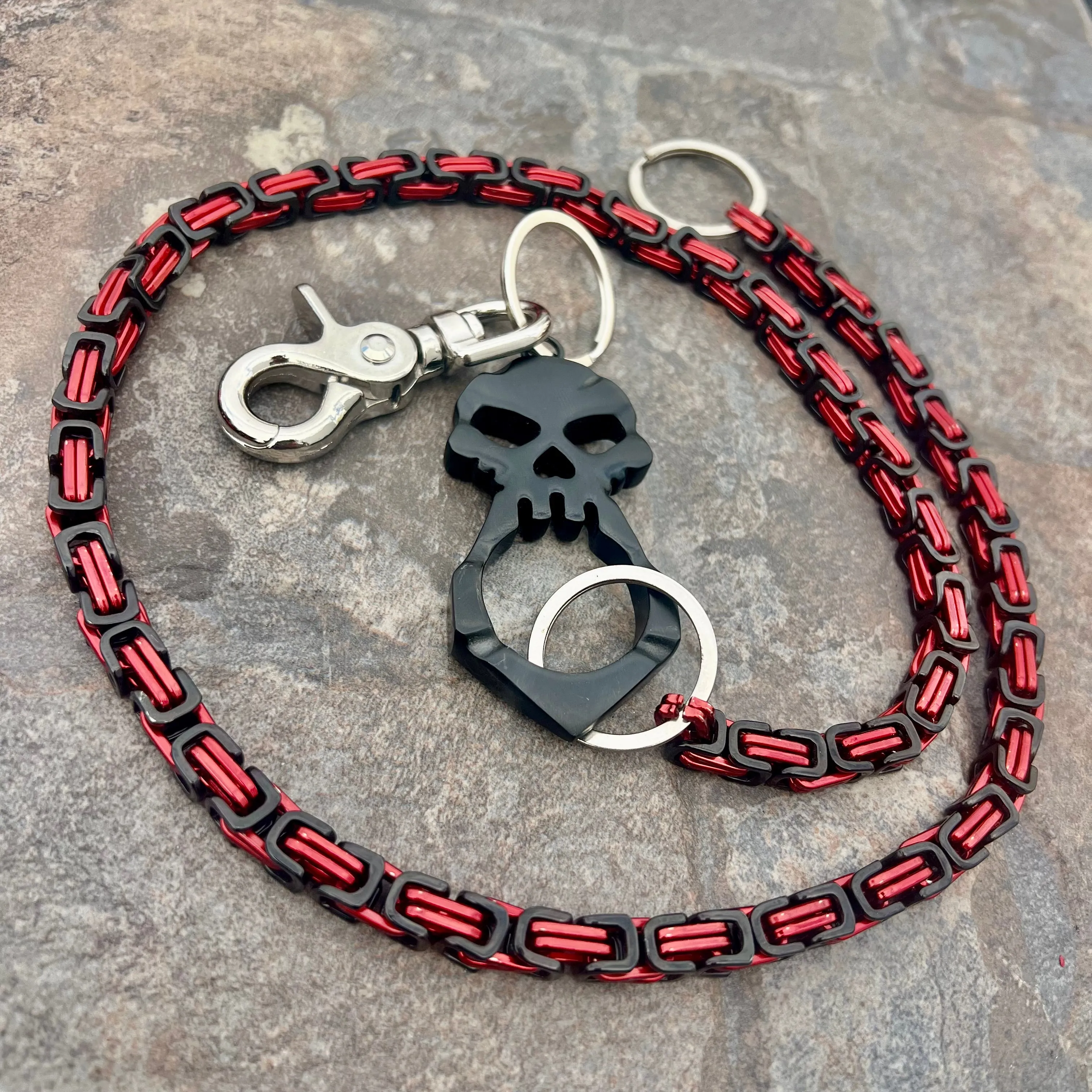 One Finger Ring Black Wallet Chain - Black & Red Daytona Deluxe - WC046D