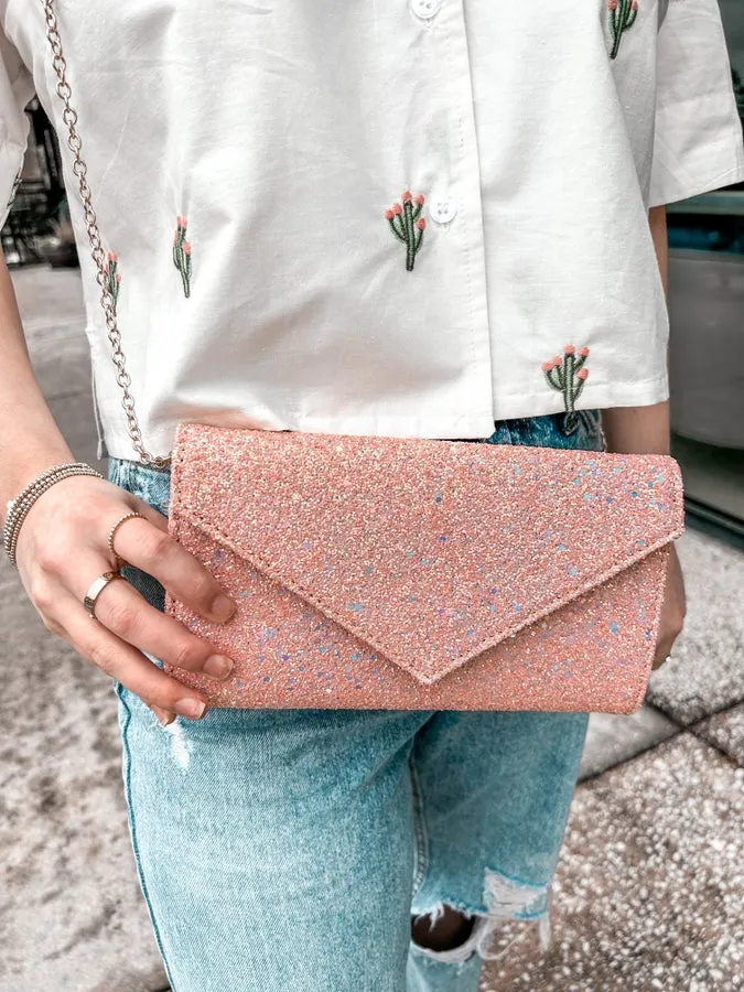 Pink Glitter Clutch