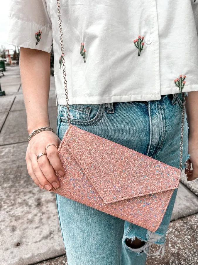 Pink Glitter Clutch