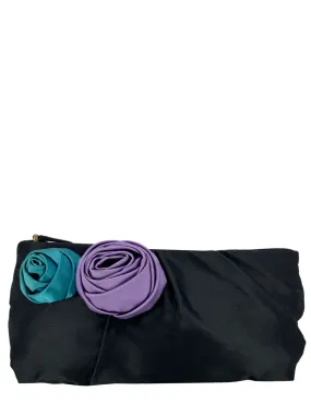 Prada Satin Raso Rosette Clutch Bag