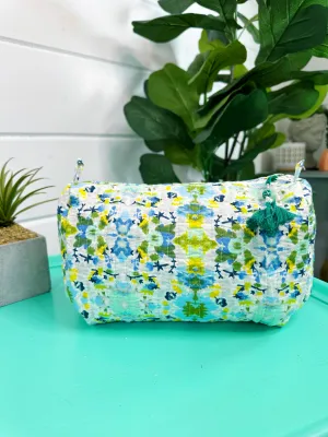 Quilted Cosmetics Bag Aqua