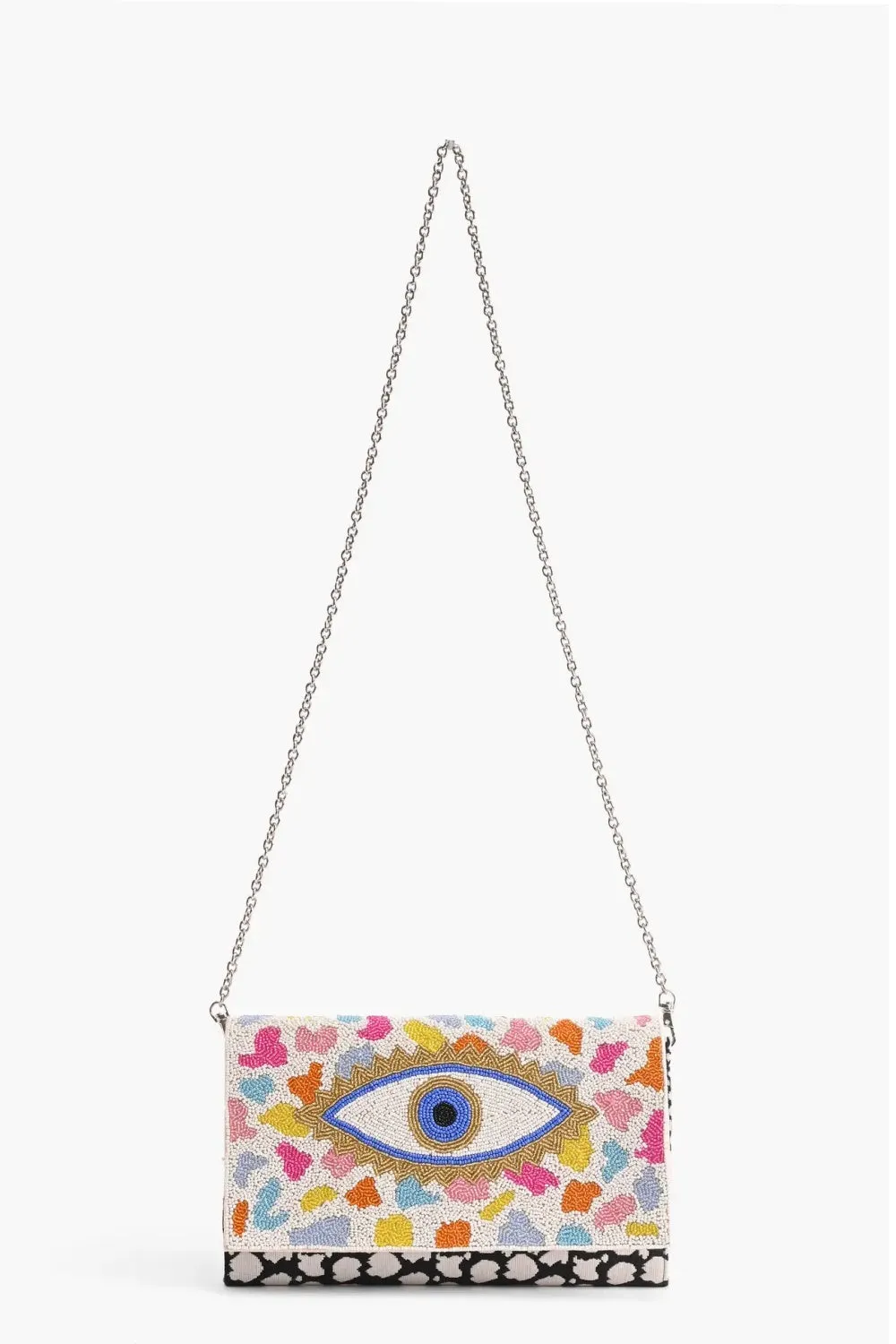 RAINBOW EVIL EYE BEADED CLUTCH