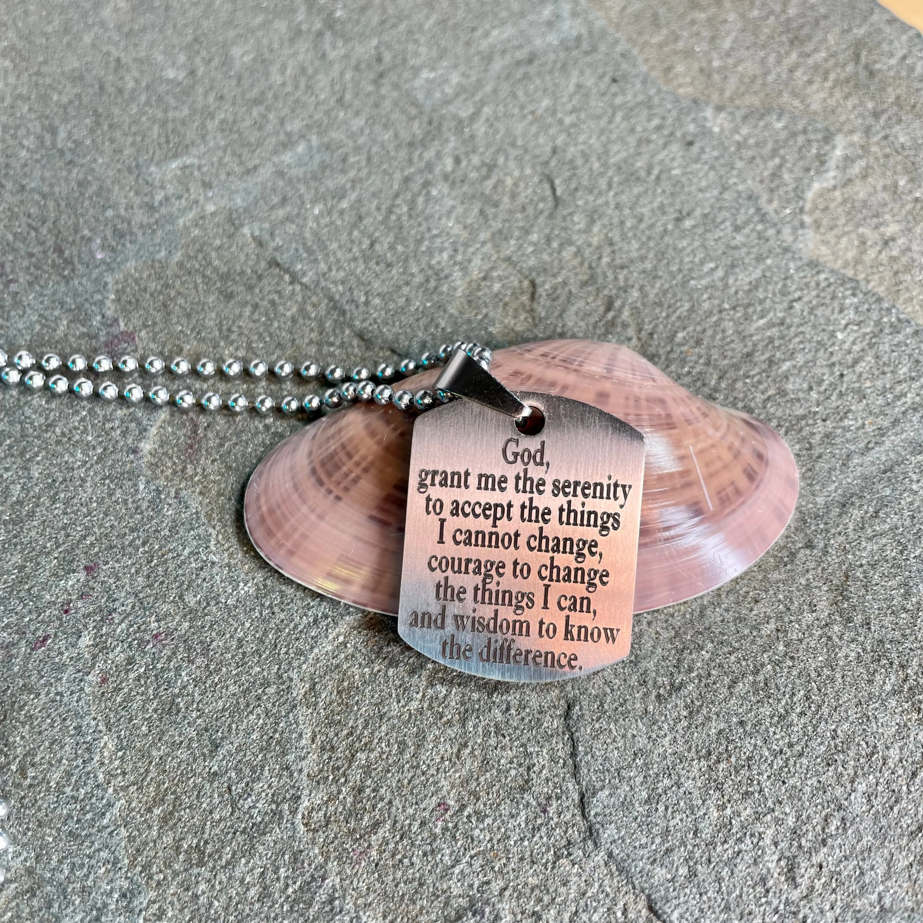 serenity prayer necklace engraved