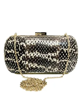 Sergio Rossi Lizard Skin Clutch Bag With Chain Strap