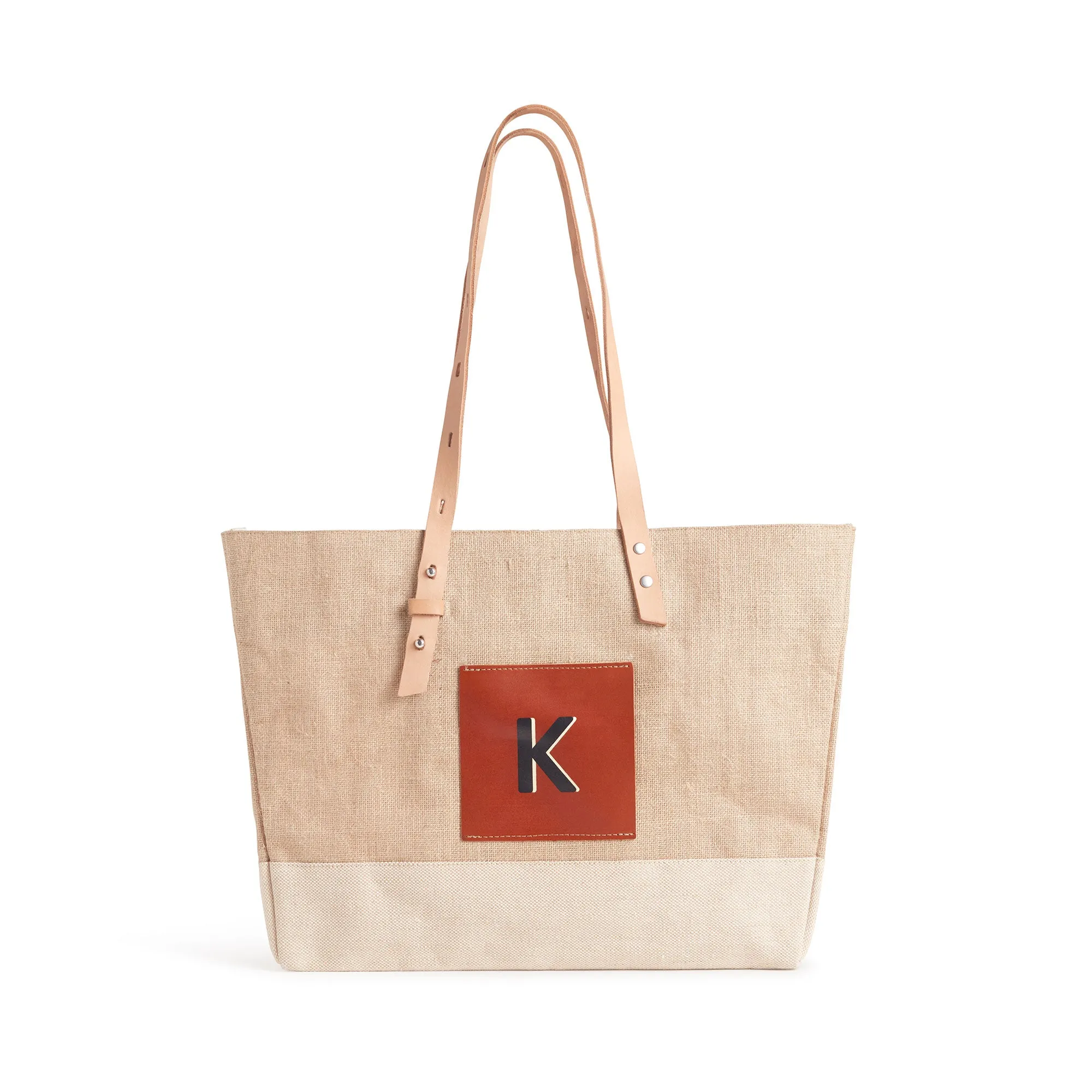 Shoulder Market Bag in Natural "Alphabet Collection"